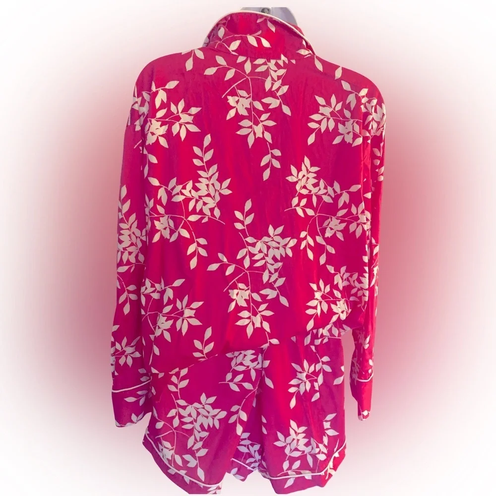 Natori Pink White Floral Pajama  Shortie Set-L pink white.  Cotton